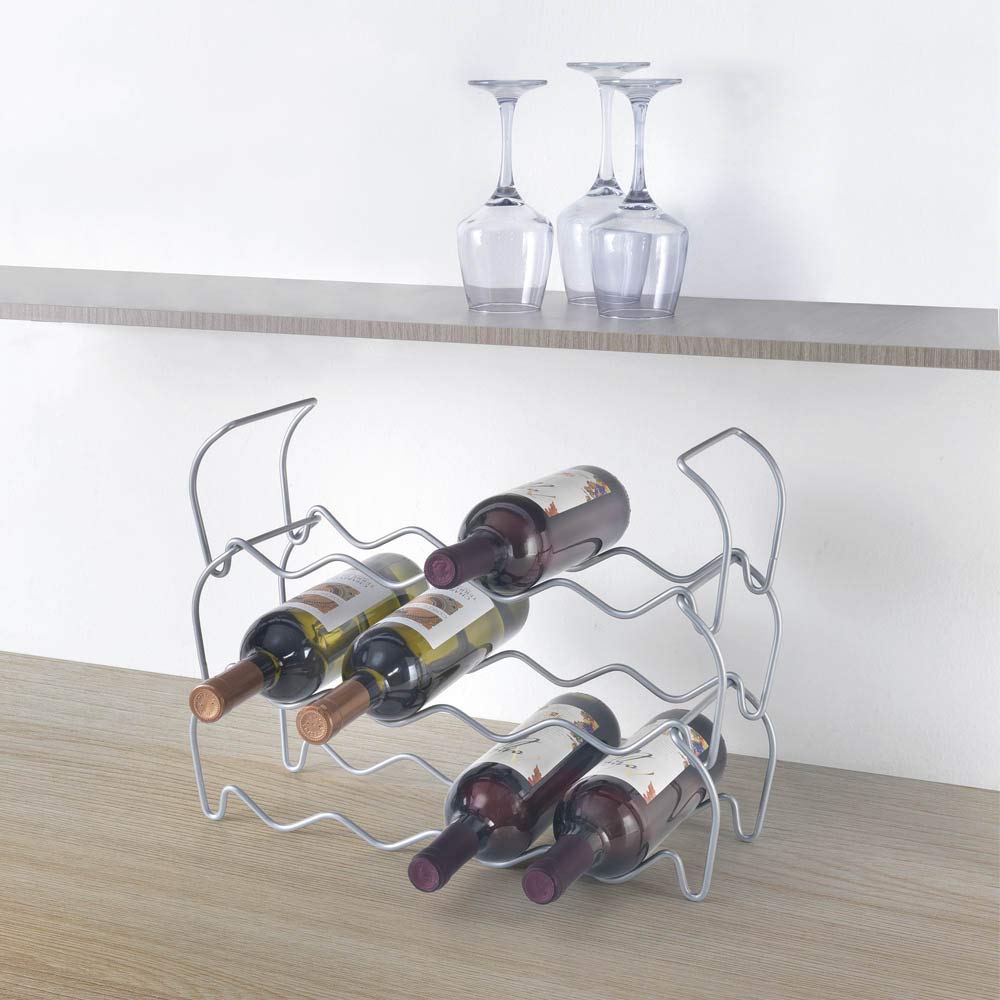 Metaltex Wine Bar 12 - Set 3 Portabottiglie Impilabili - (383212), 44 X 15 X 13 Cm
