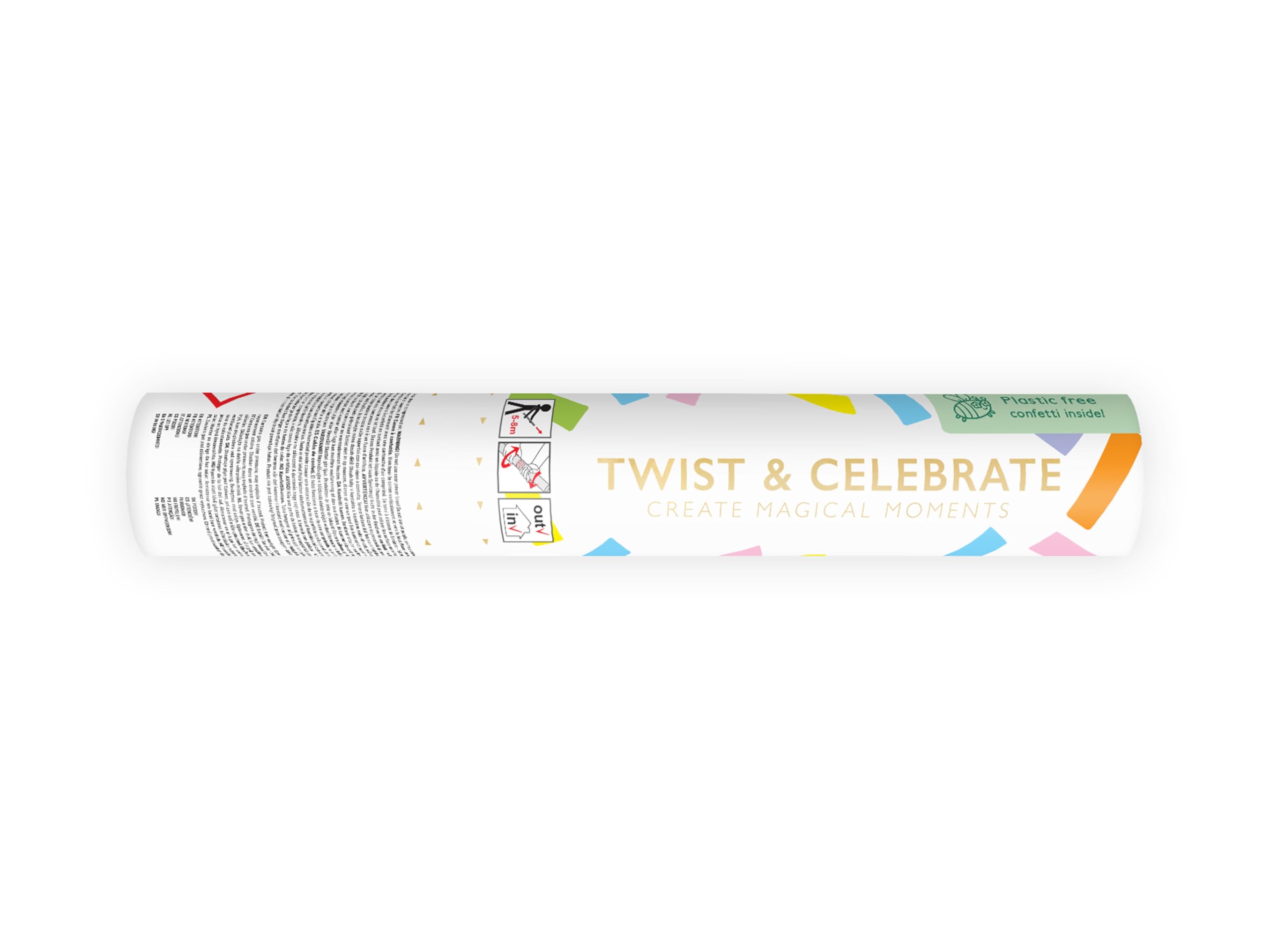 Konfettikanone mit Streifen 20cm x 24 Stück - 5 bis 8 m Effekthöhe - Konfetti Kanone Geburtstag Hochzeit - Party Popper - Konfettiregen Shooter - Konfettibombe - Bunt Pastell