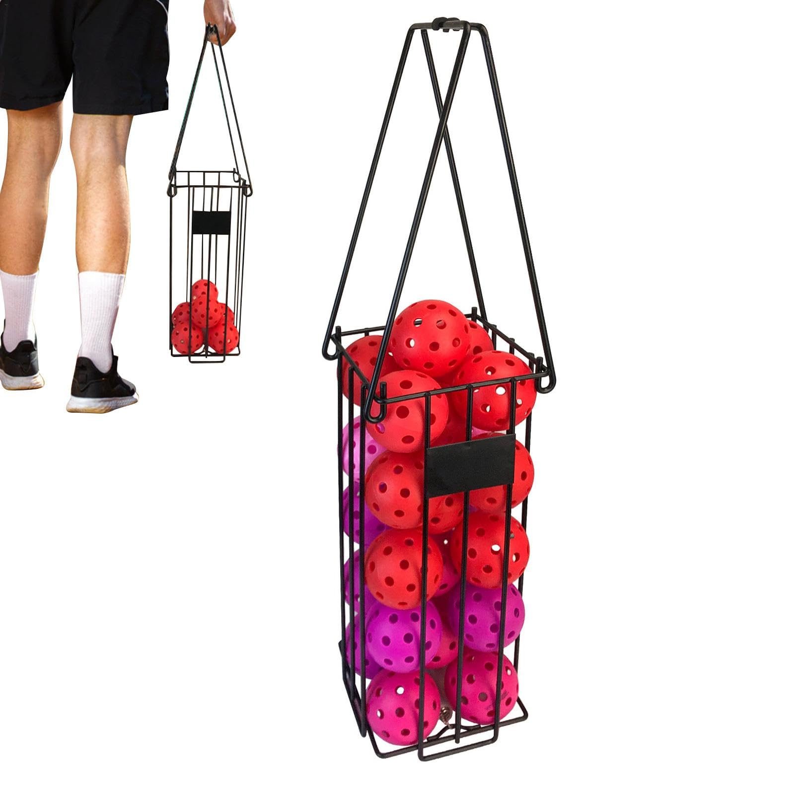 Cesta recogedora de pelotas de tenis de acero inoxidable con mango