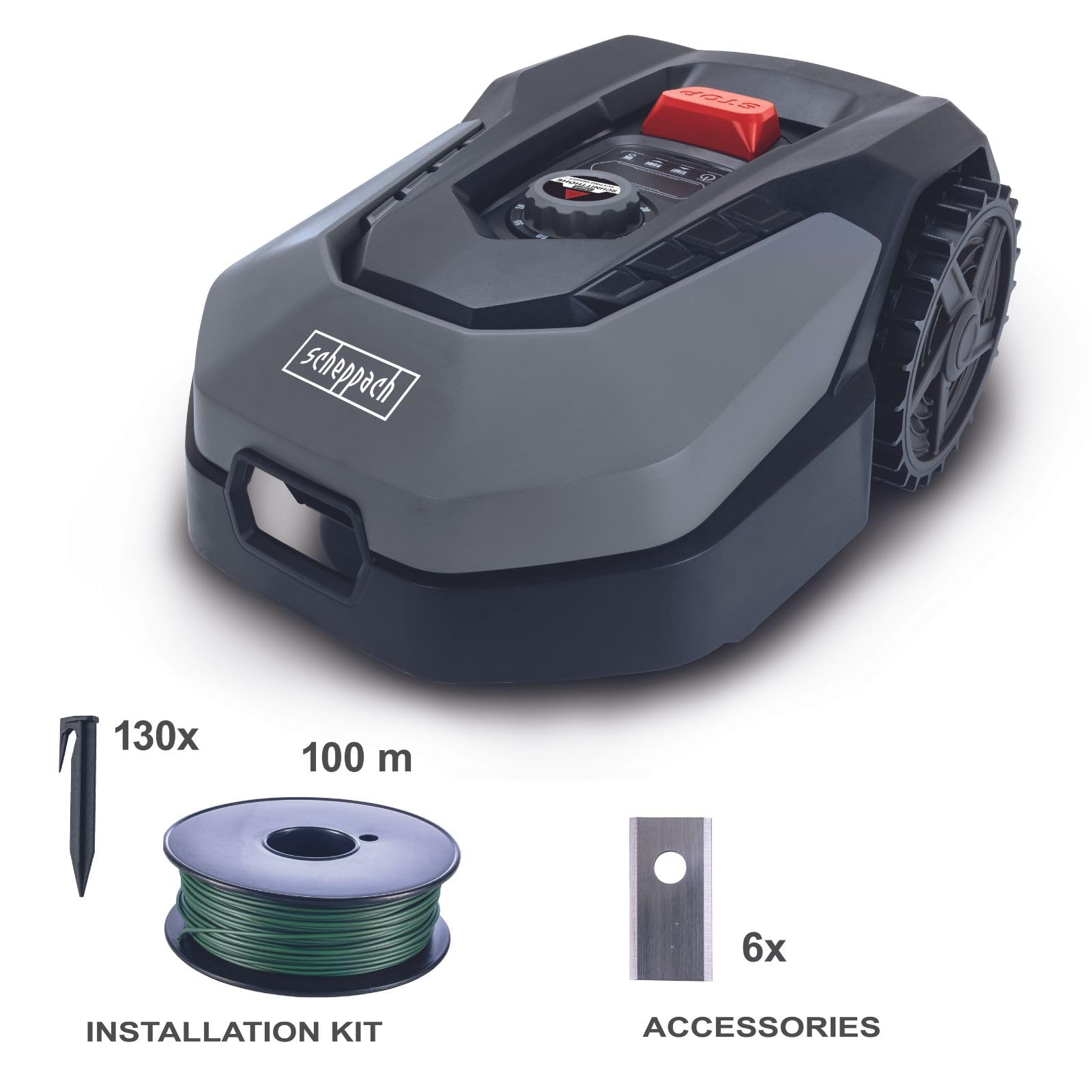 Robot tondeuse connecté 400m2 Scheppach RoboCut L500 avec station de recharge | Jusqu'a 400 m² | Capteur de pluie | WiFi — vue 3