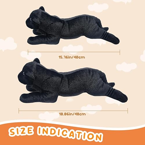 Miniatura 3 de Gisqis Black Panther - Animal de peluche de Jaguar de 16 pulgadas, lindo animal de peluche de pantera negra realista, almohada de juguete de pantera