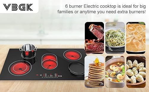 Vbgk Electric Cooktop 36 Inch,Electric Stove Burner,Built-In And Countertop Electric Stove Top, Led Touch Screen,9 Heating Level, Timer & Kid Safety Lock, Touch Control,240V 8600W Cooktop #TOP1