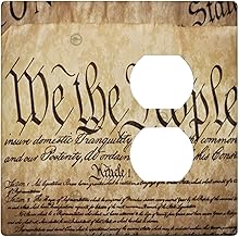 Constitution Text,2 Gang Wall Plates Kit,Vintage Constitution America 4Th of July,Electrical Outlet Covers,PC Thermoplastic,Standard Size(4.6x4.5in) Style R-Blank/Duplex