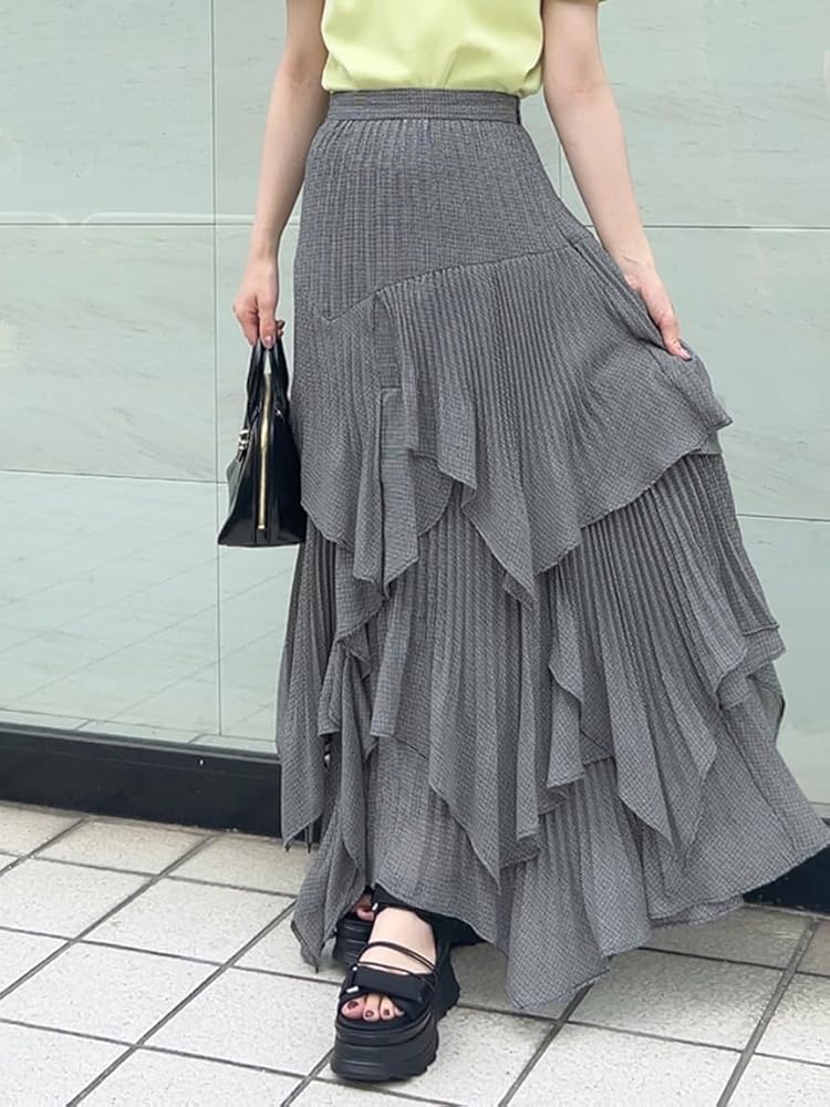 Amazon.co.jp: スクエアヘムティアードスカート SWFS252059CHECK0