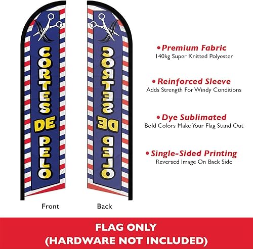 Miniatura 2 de Bandera publicitaria sin viento de Cortes De Pelo, perfecta para spas, masajistas, salones, barberías