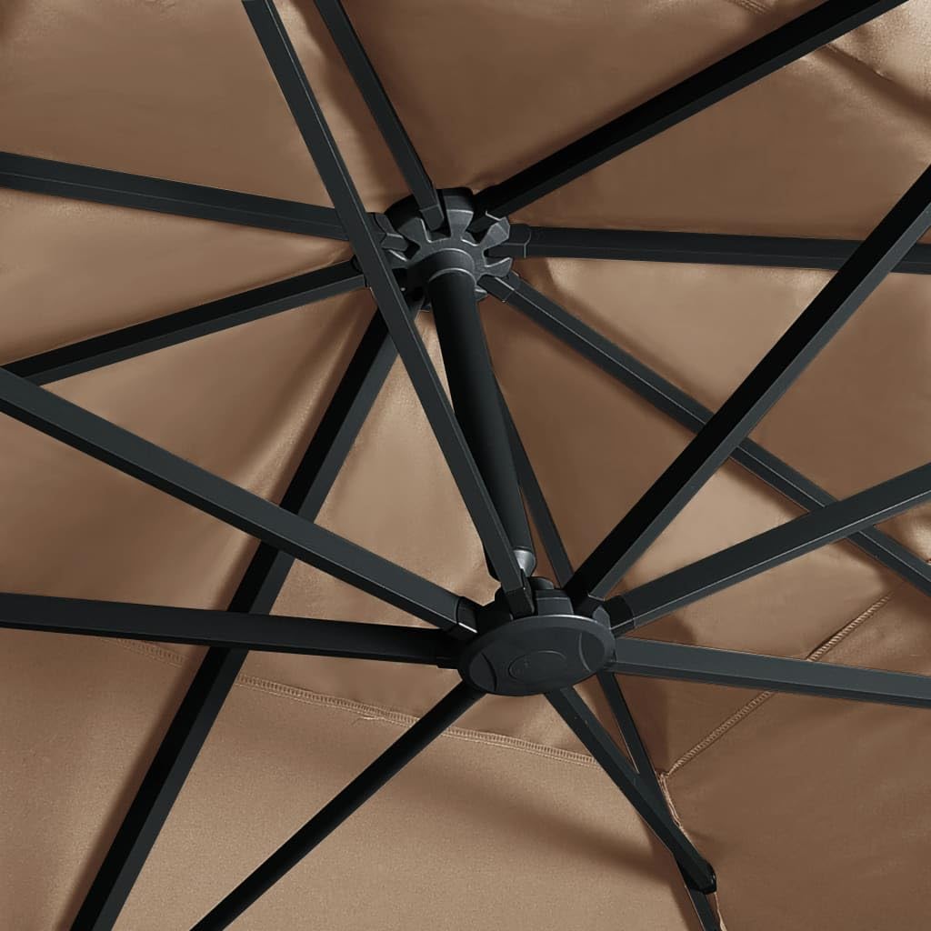 Homgoday Sombrilla voladiza jardín Luces LED Poste Aluminio Taupe 4x3 m Sombrilla de Jardín,Protección UV Sombrilla Jardín Grande Orientable Jardín Parasol Balcón