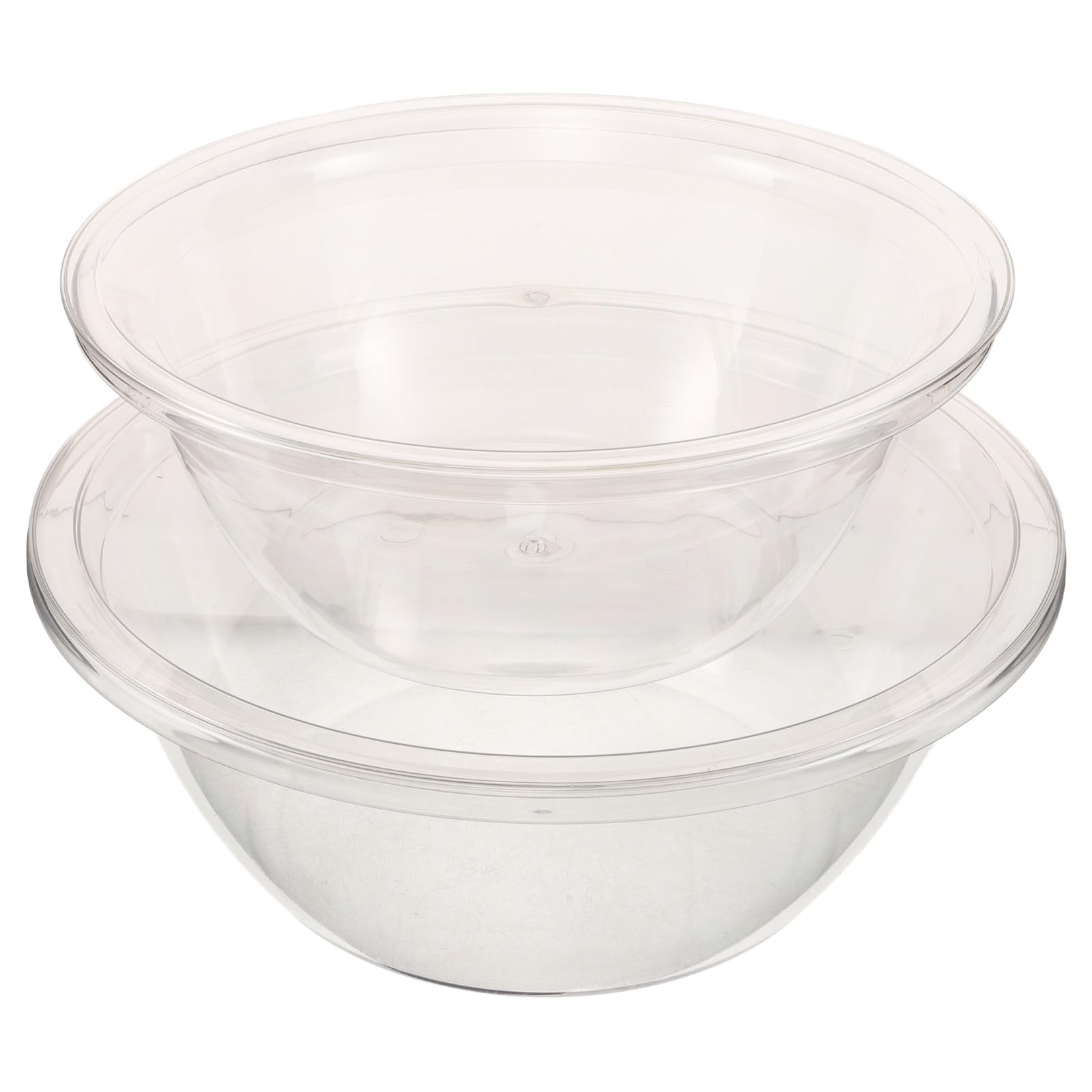 Operitacx 2 Sets transparente Salatschüsseln aus Kunststoff mit Deckel, 13" und 11" große, stapelbare Behälter zum Mitnehmen, ideal für Mittagessen, Meal Prep, Camping und Gefrierschrank