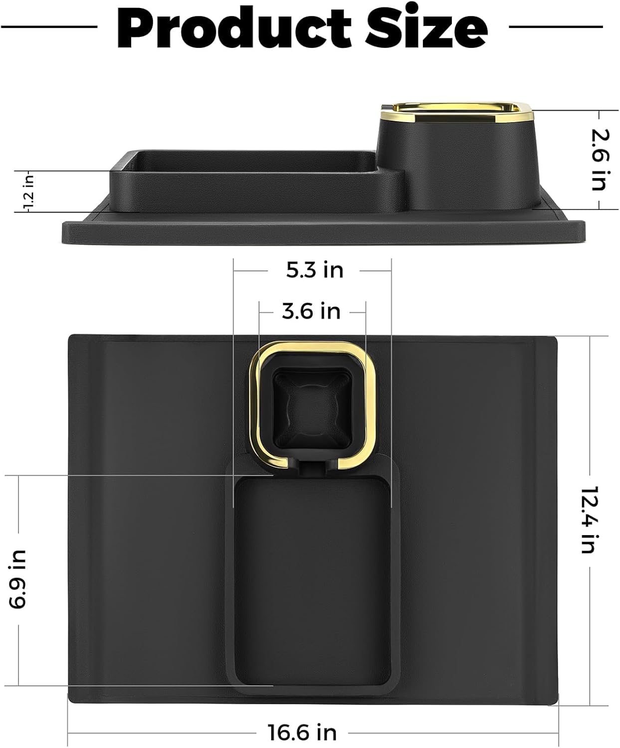 EKYLIP Couch Arm Table Tray with Phone & Tablet Holder Premium Clip-On Sofa Arm Tray for Snacks, Drinks, Remotes, and More Perfect Sofa Side Table for Living Room Comfort (Black)