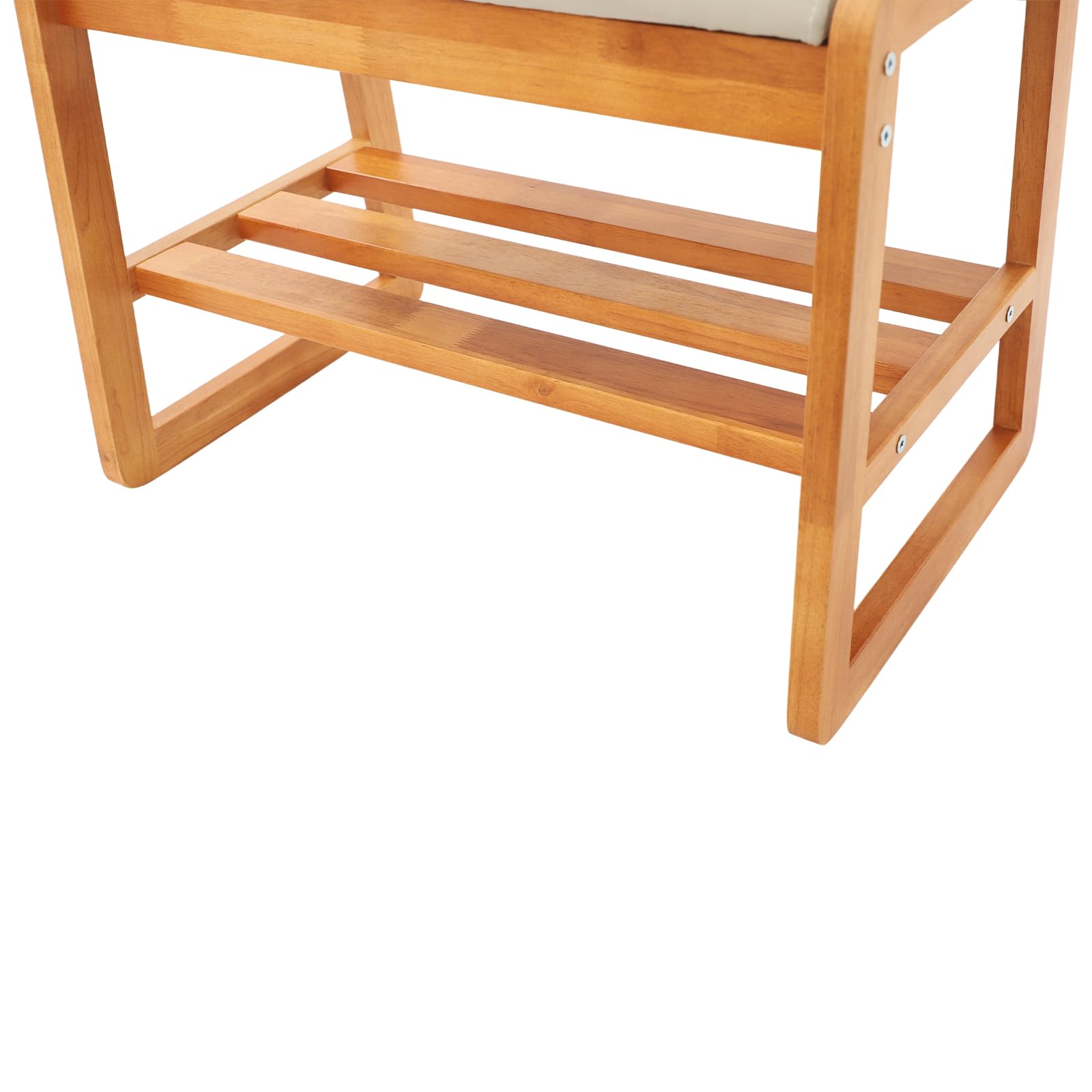 Zapatero de madera con asiento, zapatero con cojín, 2 niveles, para pasillo, armario, salón, 55 x 30 x 42 cm (color madera cerezo)