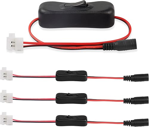 PNGKNYOCN Conector LED de 2 pines de 0.315 pulgadas con interruptor en línea de encendido y apagado, enchufe hembra de 0.217 in x 0.083 in de CC a 2