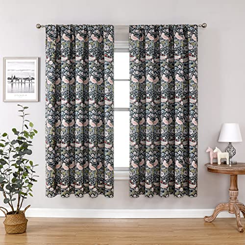 Obal William Morris Blackout Curtains Soundproof Window treatments Curtains Thermal Room Darkening Curtains for Bedroom Living Room 46" x 72" Drop