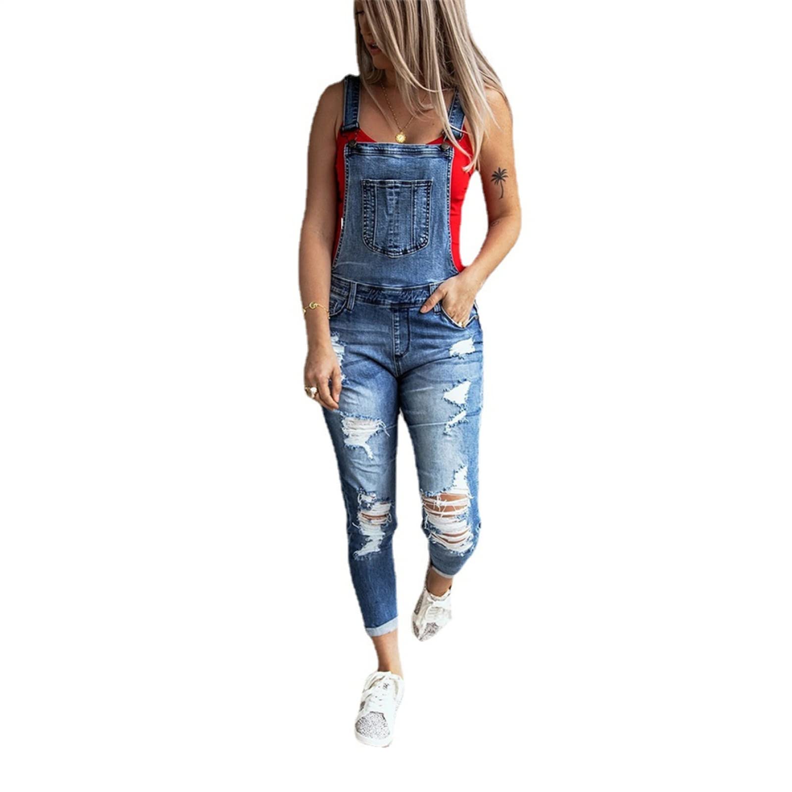 Pantalones Vaqueros Elásticos Ajustados Perforados A La Moda para Mujer De Otoño E Invierno