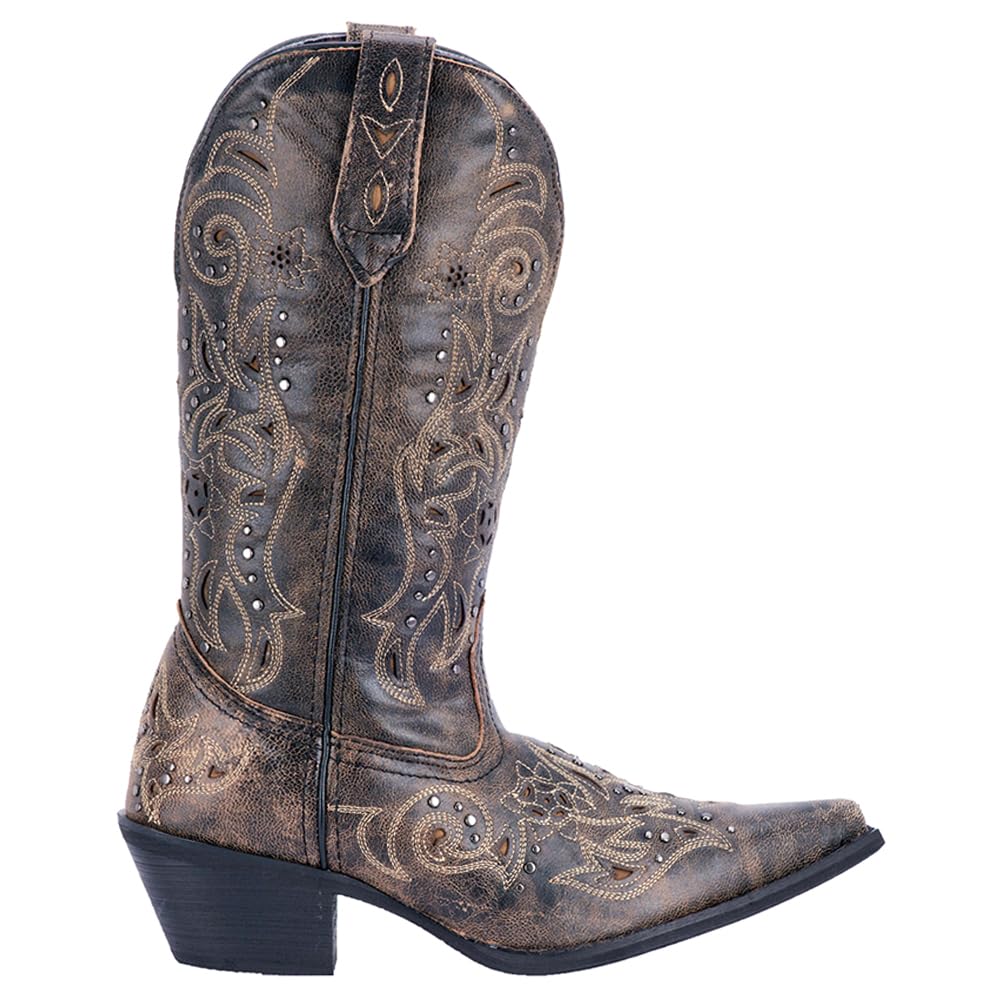 LAREDO Black with Tan Vanessa Wide Calf Womens Western Cowboy Boots 52050