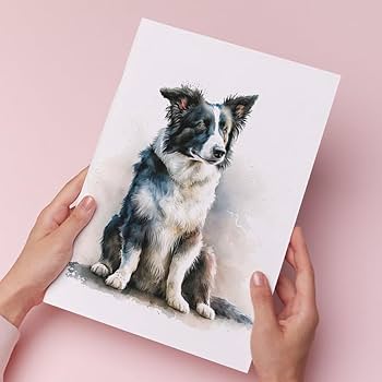 メルヘン　水彩画　ボーダーコリー メルヘン 水彩画 ボーダーコリー Amazon | 犬のボーダーコリーを