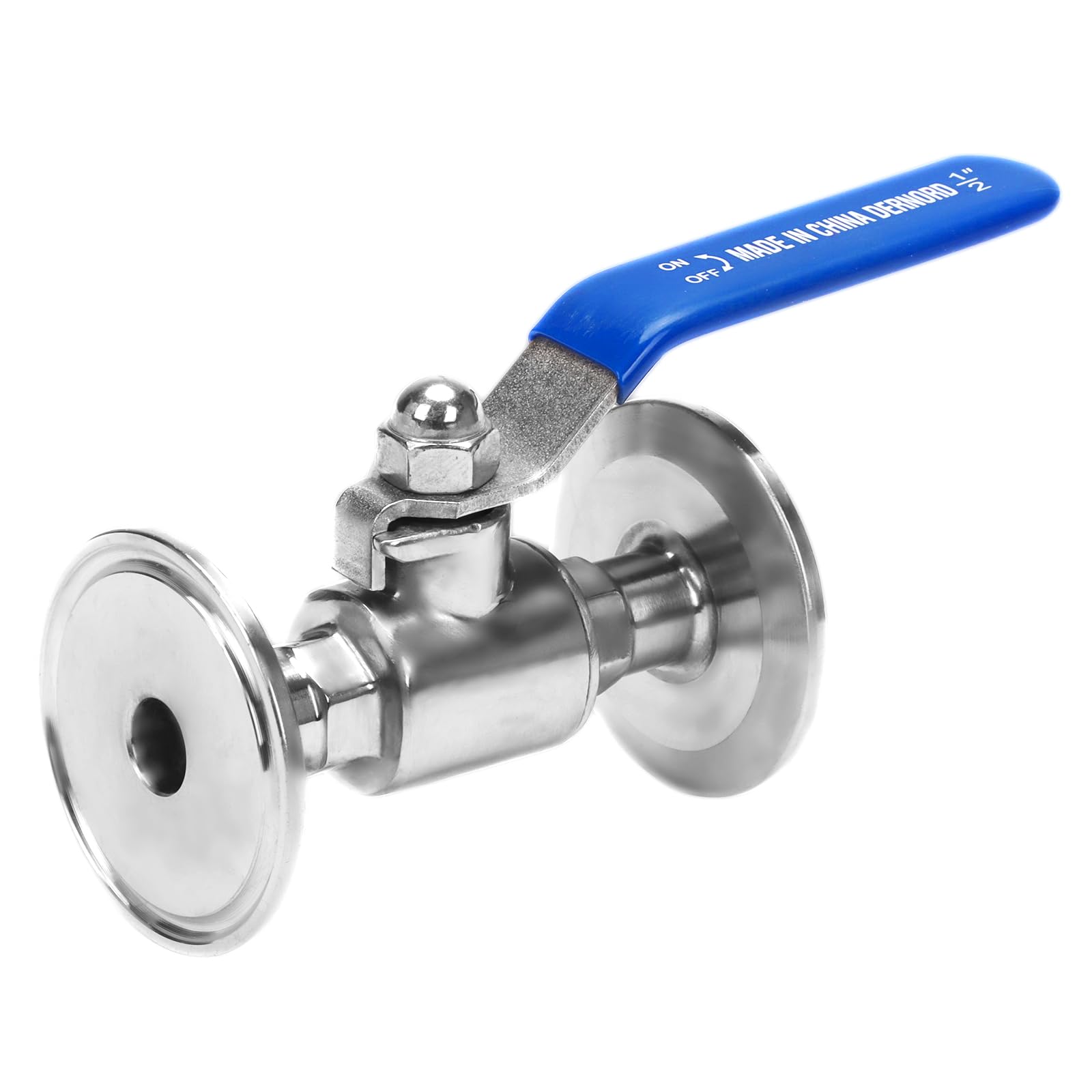 Válvula de bola Tri-Clamp de acero inoxidable 304 de alta pureza con asientos de PTFE