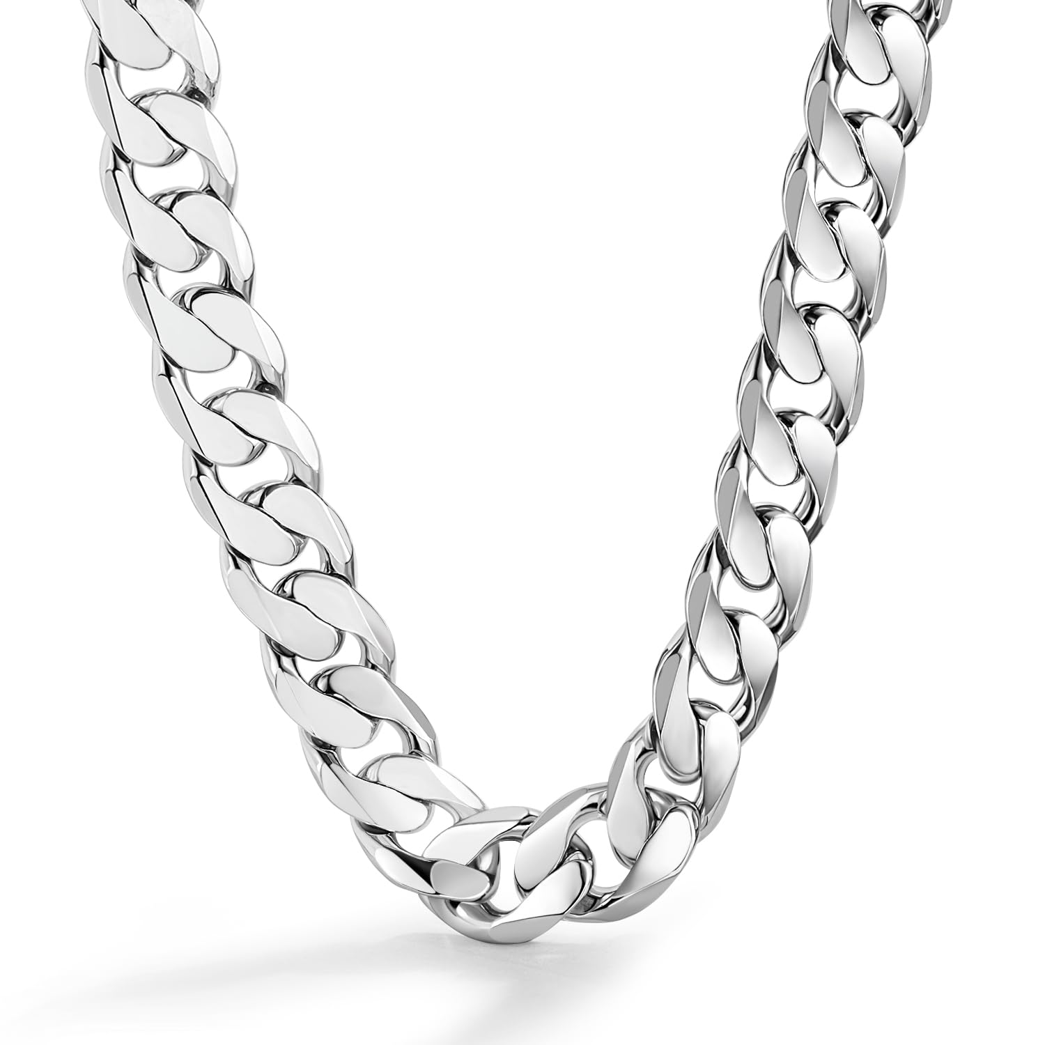 Men Italian 925 Sterling Silver Necklace 10-12MM Solid Diamond-Cut Cuban Link Curb Chain 16 to 30 Inch Fine Jewelry Gifts for Man Women (12MM Silver,