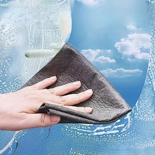 Magic Glass Wiping Cloths – 5pcs Multipurpose Microfiber Cleaning Rags for Car Windows, Mirrors, Home Glass, Kitchen, Bathroom & Surfaces, Streak-Free Reusable Towels, Durable Cleaning Supplies Set