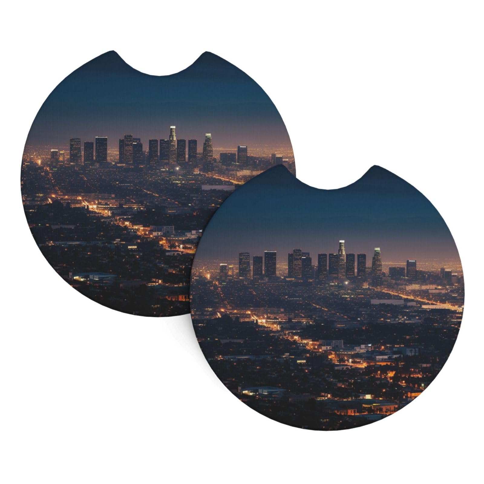 2 Pack Car Coaster for Cup Holders Los Angeles Skyline Car Cup Coaster 2.7" Neoprene Non-Slip Automotive Cup Mat Universal Auto Car Interior Accessories for Women Men Cup Pad