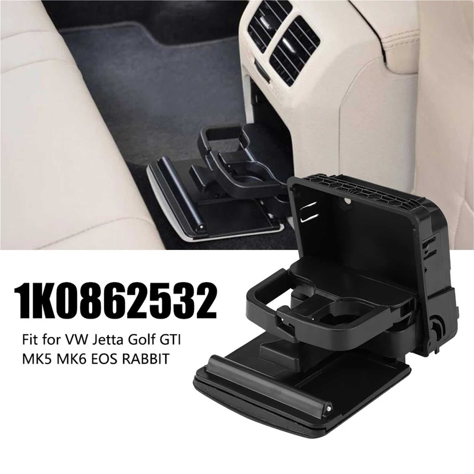Ochrona Podłokietnika Podłokietnik tylny, konsola środkowa, uchwyt na kubek, pasuje do Jetty, pasuje do Golfa GTI MK5 MK6 EOS, pasuje do RABBIT 1K0862532 Skórzana poduszka na podłokietniki