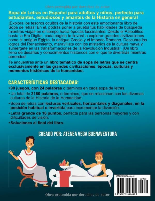 Vista 2 de Sopa de Letras en Español para Adultos Letra Grande Libro de Pasatiempos con Palabras de las Grandes Civilizaciones y la Historia del Mundo