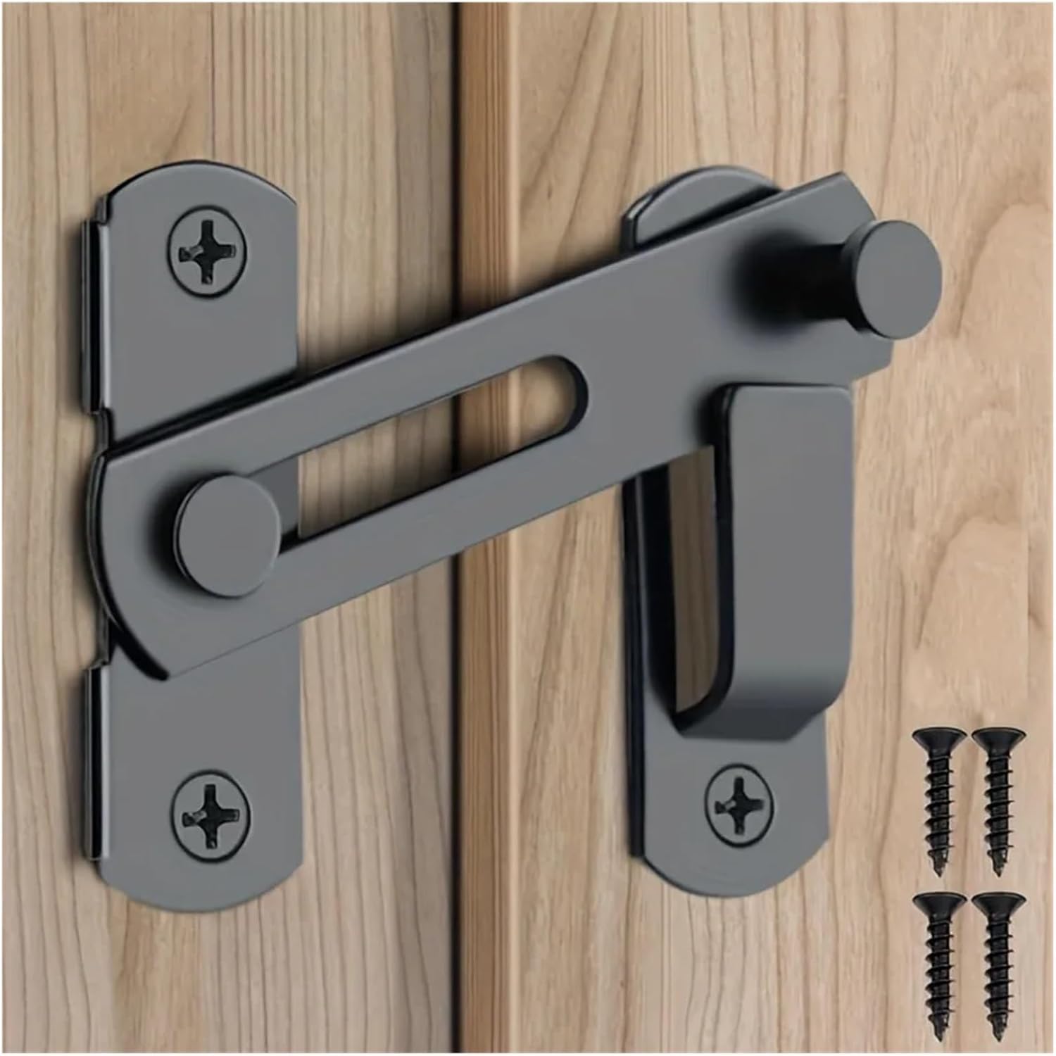 Zamki do drzwi przesuwnych, Zatrzask do bramy stodoły ze stali kątowej 0/180 stopnia przesuwny czarny 2/4 szt(Black X 2pcs)