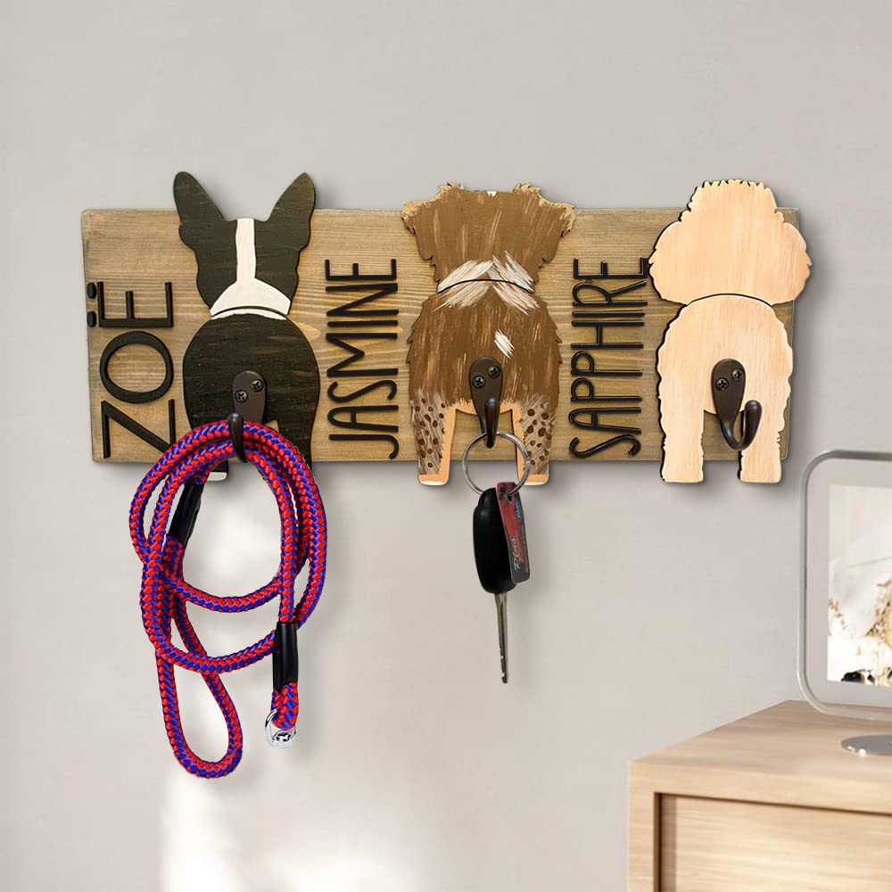 Crochet Mural Pour Laisse Chien En Fonte – Blanc, Patte Imprimée, NEUF