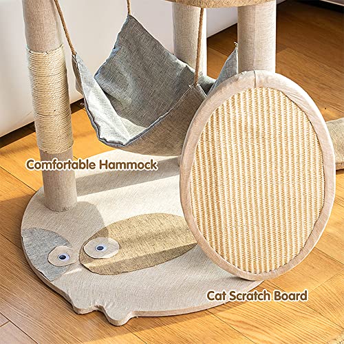 Cat Tree 56.3In Multi-Level Cat Tower With Sisal Covered Scratching Posts,Hammock,Scratching Board,Play Rest And Dangling Balls For Kittens Pet #TOP3