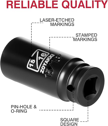 Miniatura 280 de Enchufe de impacto de 6 PT de 1/2" x 0.827 in de profundidad, CR-MO, 1/2 pulgada de accionamiento de 6 puntos para una fácil extracción