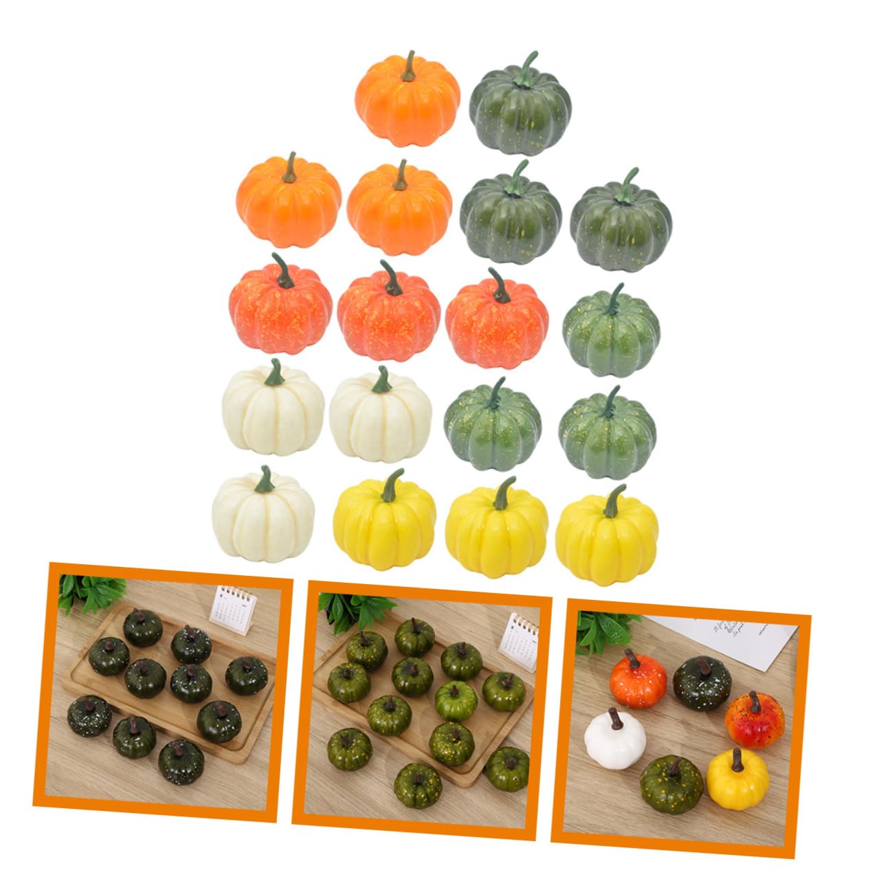 Alipis 18pezzi Zucca Decorativa per Halloween Artificiale Riproduzione di Zucca Decorazione per Tavolo Giardino Festa Realizzata in Polistirolo Espanso