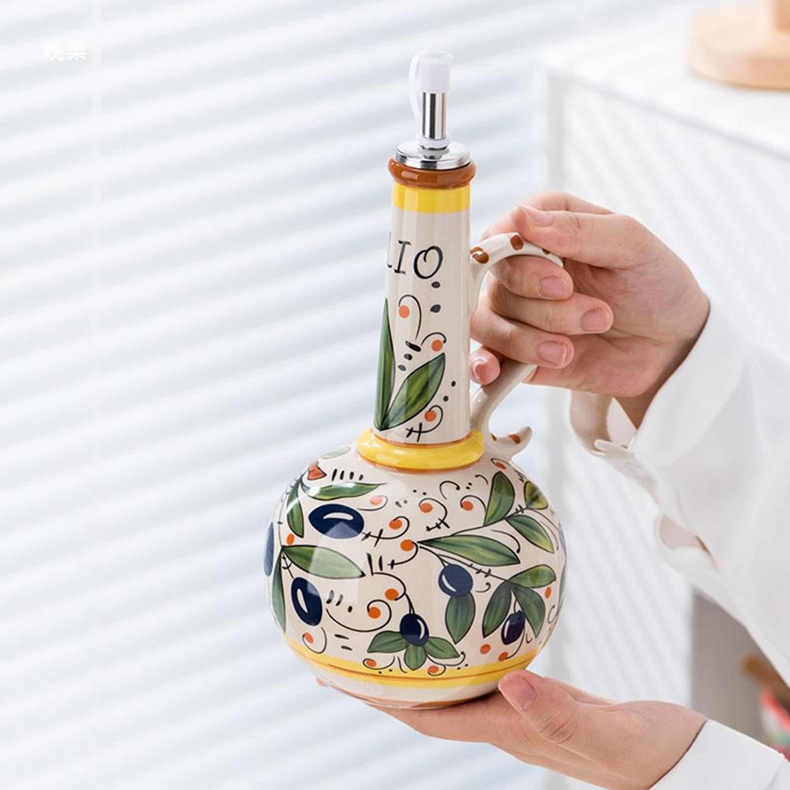 Ceramiczny Dozownik Do Oliwy Z Oliwek Przenośny Ceramiczny Pojemnik 680 Ml