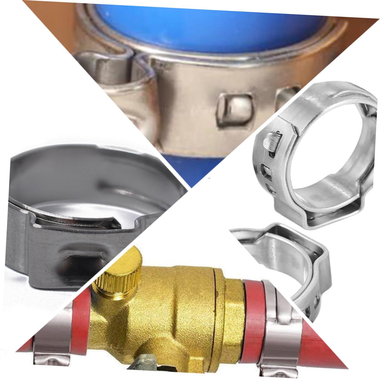 MUCKLILY Water Hose Clamps Single Ear Clamp Set 128pcs Assorted Stainless Steel Worm Drive Easy to Use