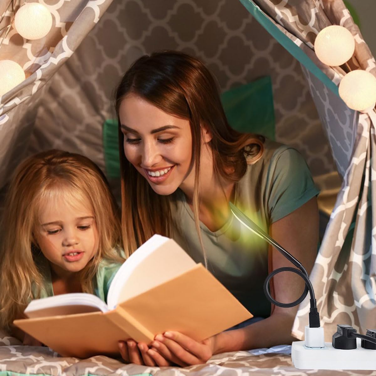 Lampa USB, możliwość ściemniania, lampa USB, lampka do czytania USB, 3-stopniowa regulacja jasności, lampka nocna LED, mini USB do laptopa, 14 diod LED, lampa typu łabędzia szyja, przełącznik