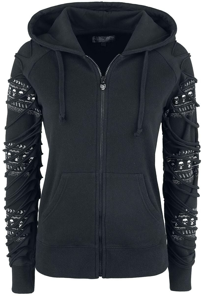 Rock Rebel by EMP Damen schwarze Kapuzenjacke mit Cut Outs