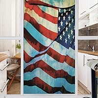Vista 1 de Película decorativa para ventana, película de privacidad esmerilada sin pegamento, película de puerta de vidrieras, bandera estadounidense