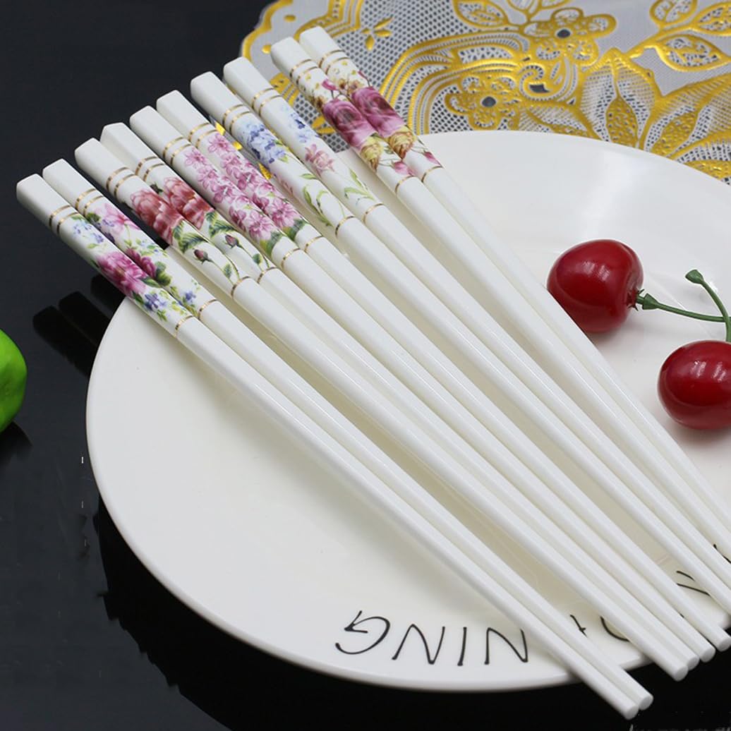 ZHOUXIAO Boîne-Cadeaux Chinois en Porcelaine en Porcelaine, 10 Paires Ensemble Cadeau De Baguettes Réutilisables avec Boîtier, Bacstics en Céramique Chinois Coréen Chinois Co Q