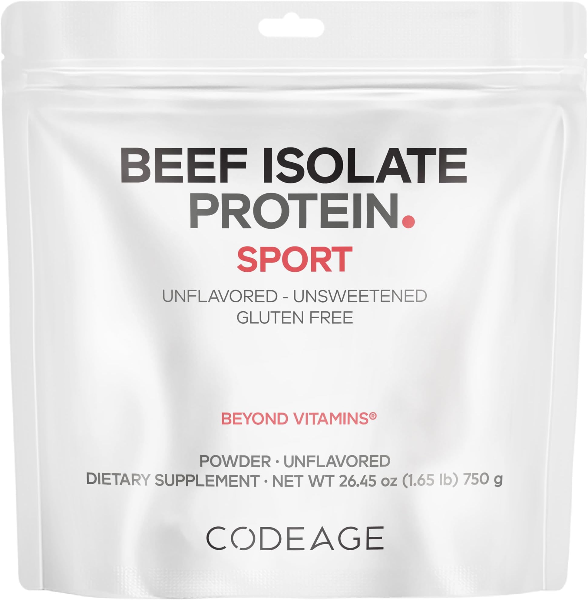 Codeage Grass-Fed Beef Isolate Protein Powder Supplement - 20 Amino Acids, Collagen-Rich - Athletes & Sports - Unflavored Carnivore Protein Supplement, BCAA & EAA - Gluten-Free - 26.45 oz