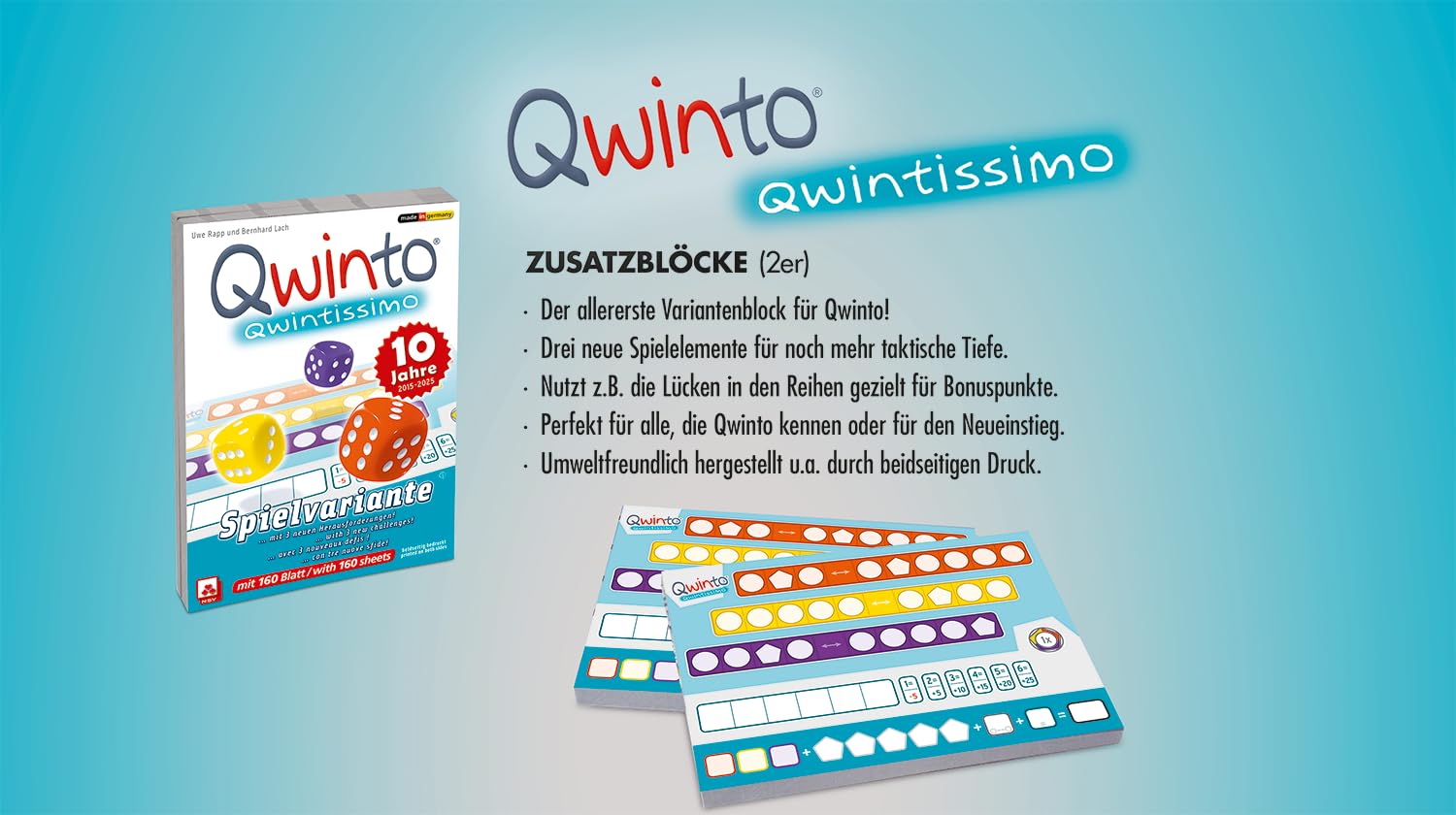 QWINTISSIMO - allererster Variantenblock für das Spiel Qwinto (ZUSATZBLÖCKE)