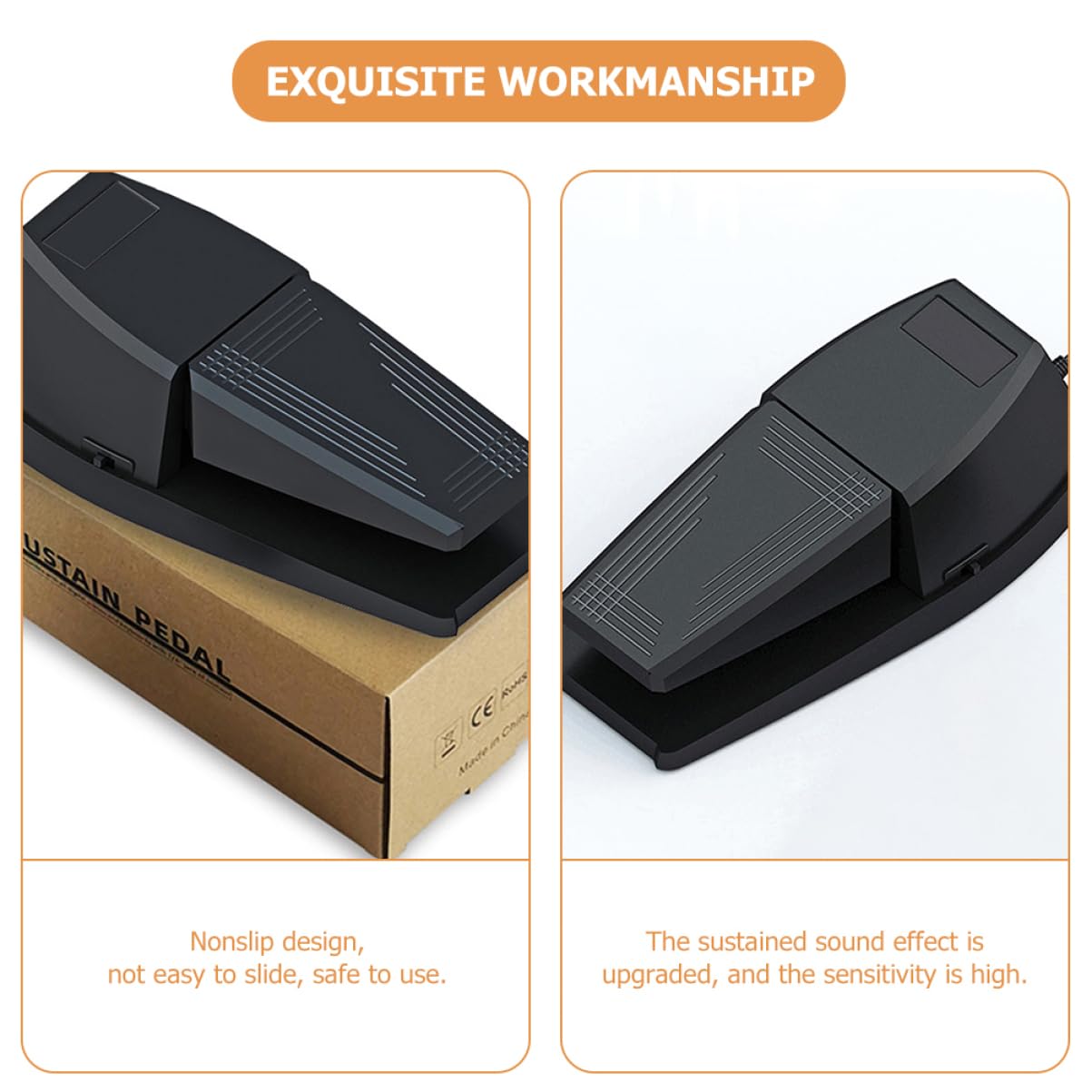Pedale Sustain per Pianoforte Elettronico Portatile in Abs e Gomma Nero, Resistente ai Danni, Compatibile Tastiere e Pianoforti Digitali