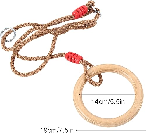 Miniatura 2 de Juego de 2 anillos de columpio de madera, juego de anillos de gimnasia, columpios, cuerda, equipo de fitness, deportes, gimnasio, interior,