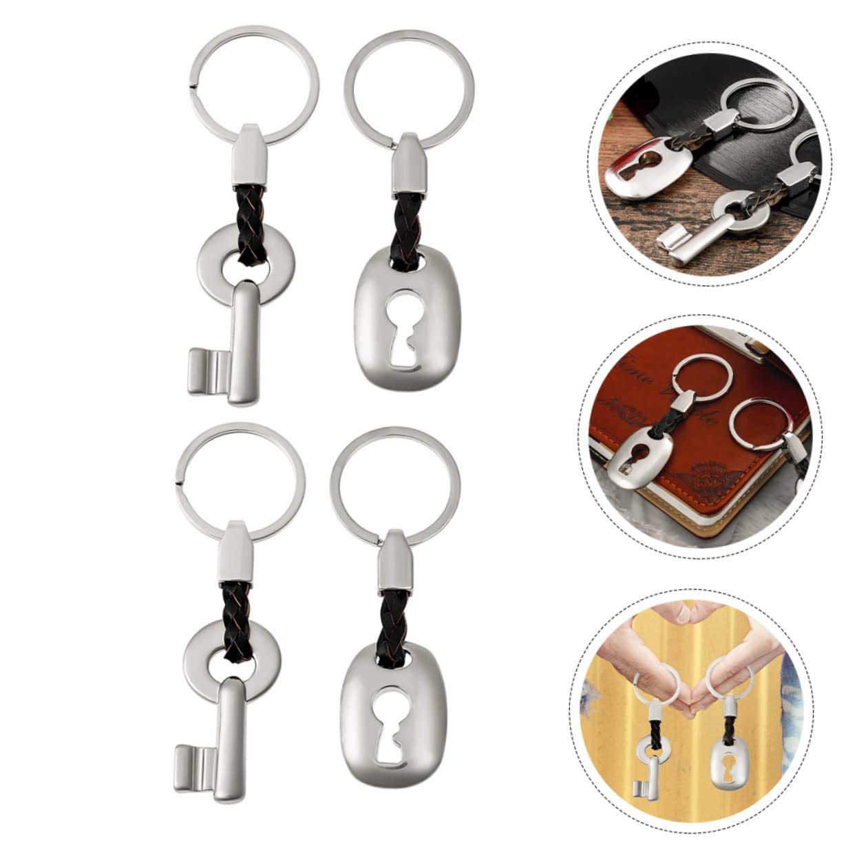 BESTYASH Paar Schlüsselanhänger Handy-armband Zur Diebstahlsicherung Schlüsseltasche Auto Schlüssel Halter Paargeschenke Tasche Schlüsselanhänger Silver Geflochtenes Seil
