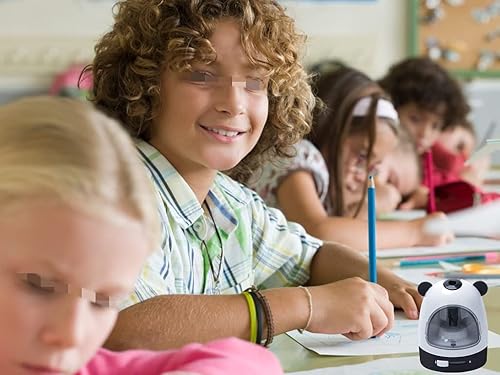 Miniatura 4 de superPIG Bonito sacapuntas eléctrico, sacapuntas de lápiz, forma de bricolaje para lindo panda, alta capacidad, afilado rápido (otra hoja,