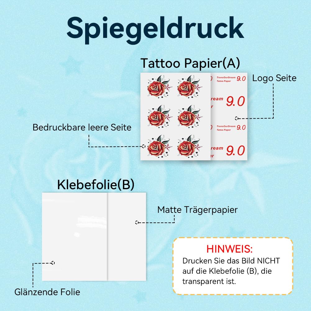 Tattoo Folie Heilung Bügelfolie Zu Bedrucken, Transferpapier Bügelfolie Für  Helle Textilien Tattoo Papier Zum Bedrucken, image size:1001x1001