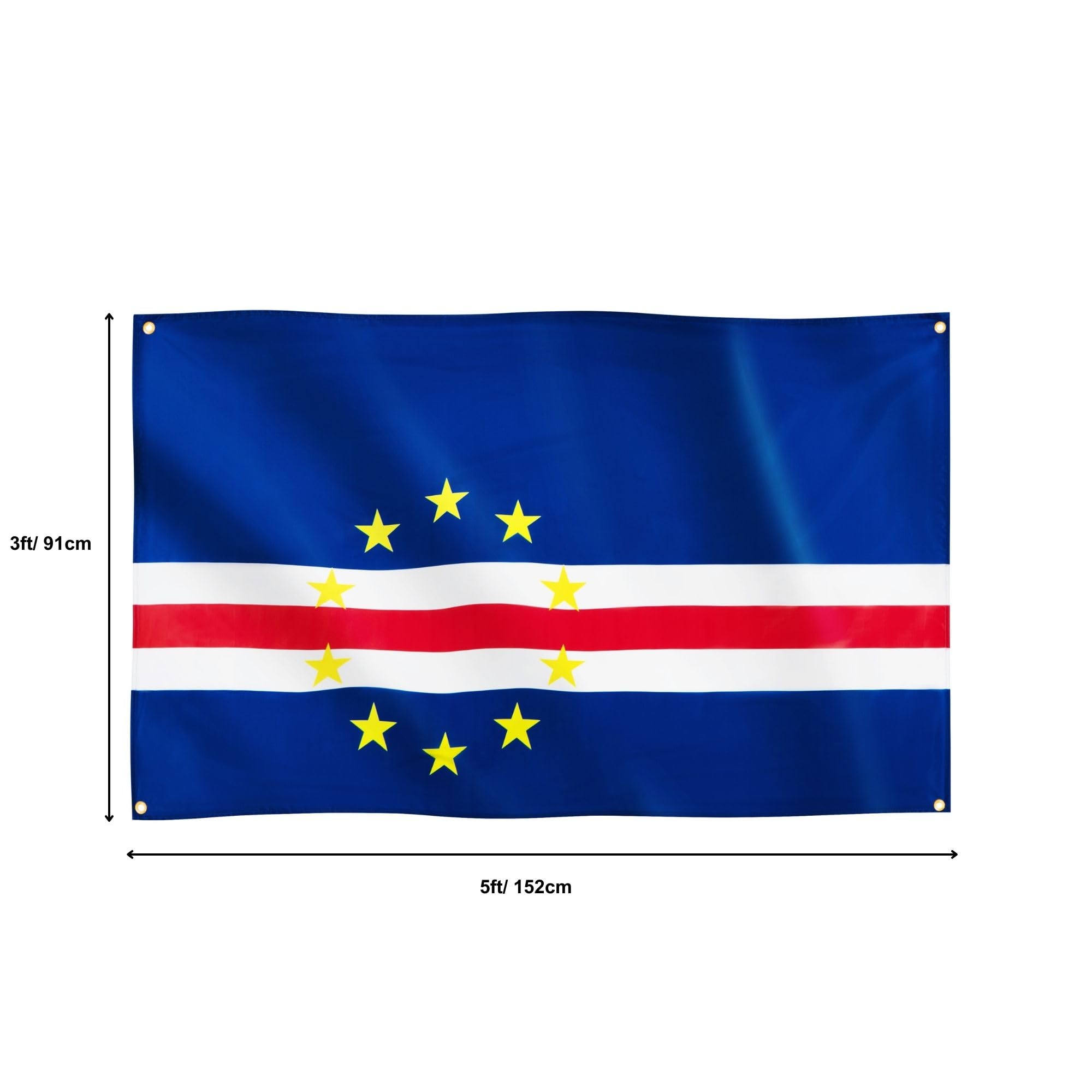 Runesol Cape Verde Flag, 91x152cm, 3ft x 5ft, 4 Grommets, Eyelet In Every Corner, National Heroes Day - Image 2