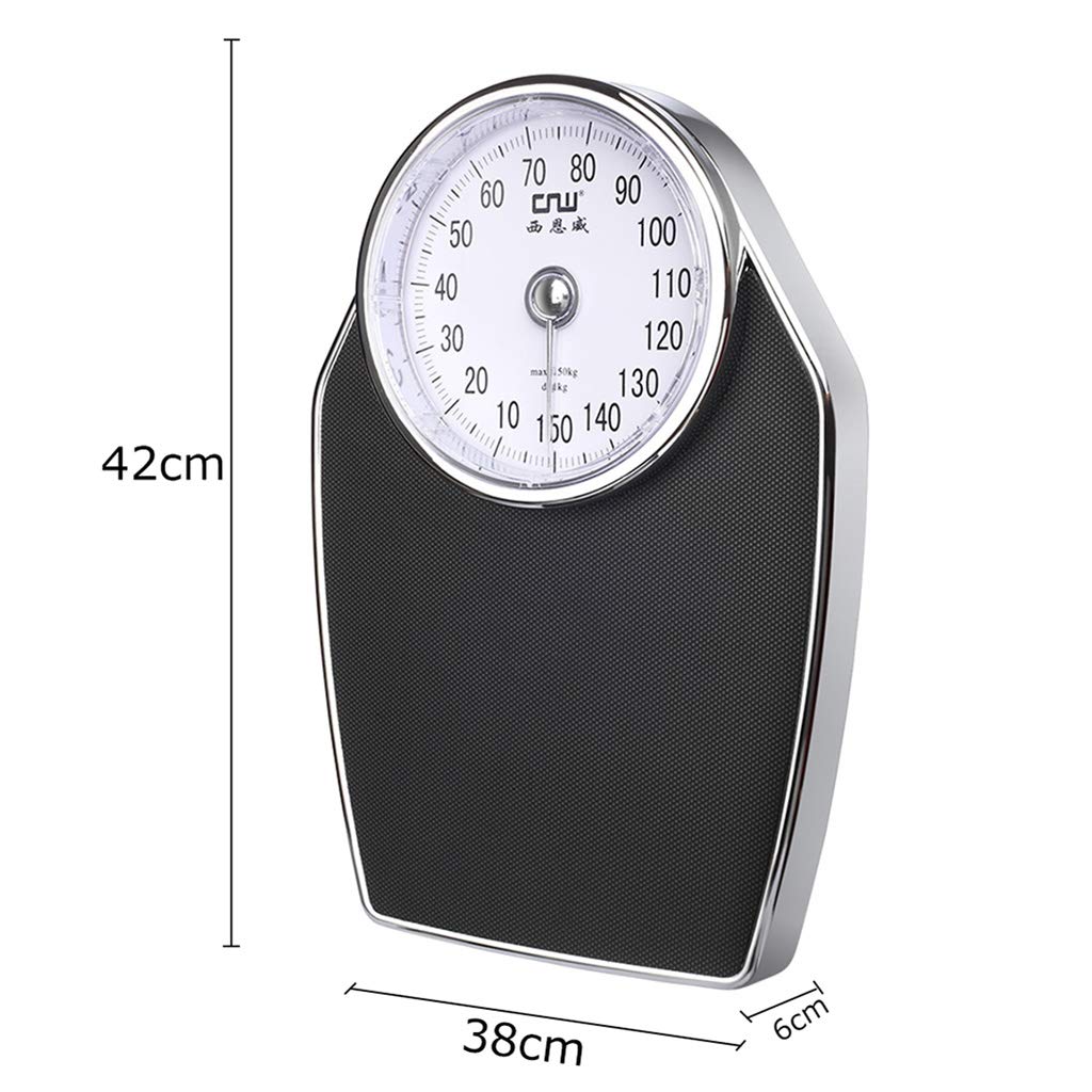 DWZF Non-Slip Mechanical Scale, Black Body Weight Bathroom Scale, Precision Measurement, Large dial, Easy to Read, Capacity: 150kg / 330lb