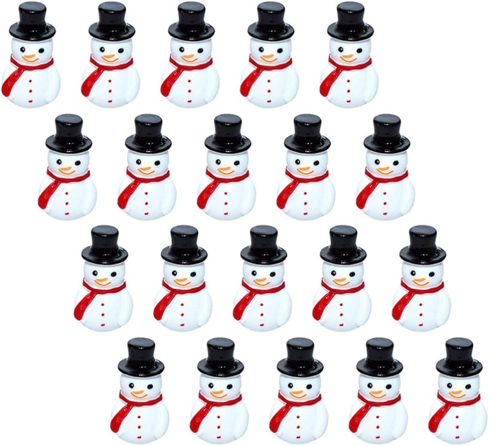 Angoily 90pcs Lovely Miniature Snowman Charms Cute Snowman Figurines for Christmas Decor for Desktop Bonsai for Holiday Gifting Festive Decoration
