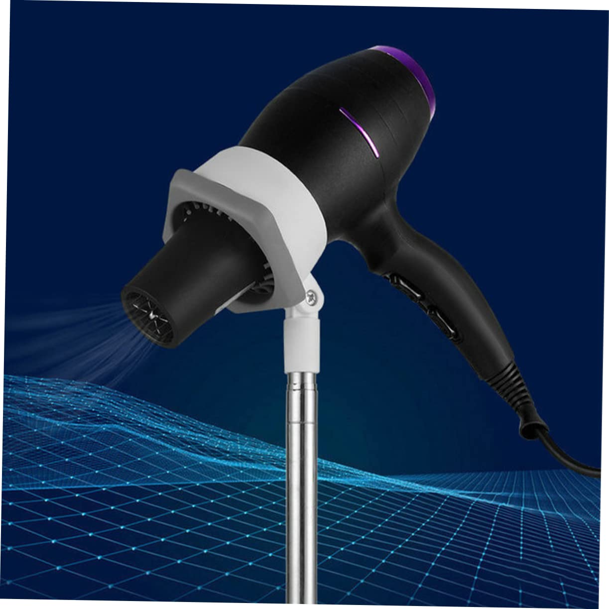 Supporto per Asciugacapelli Regolabile 50-106cm in Acciaio Inox per Toelettatura Pet e Uso Domestico, Porta Phon Mani Libere Bianco per Amici degli Animali