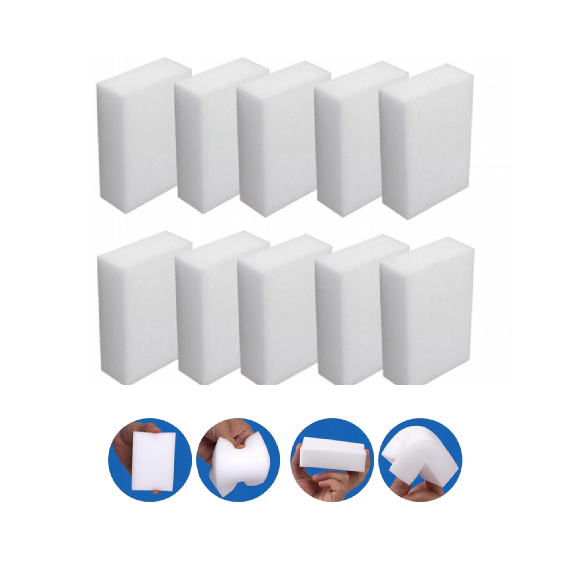 Esponja Mágica de Limpieza Set 10 PCS, Paquete Económico de 10 Esponjas, Borrador Mágico, Elimina Las Manchas de Paredes, Zapatos, Fregaderos y Más sin Productos Químicos