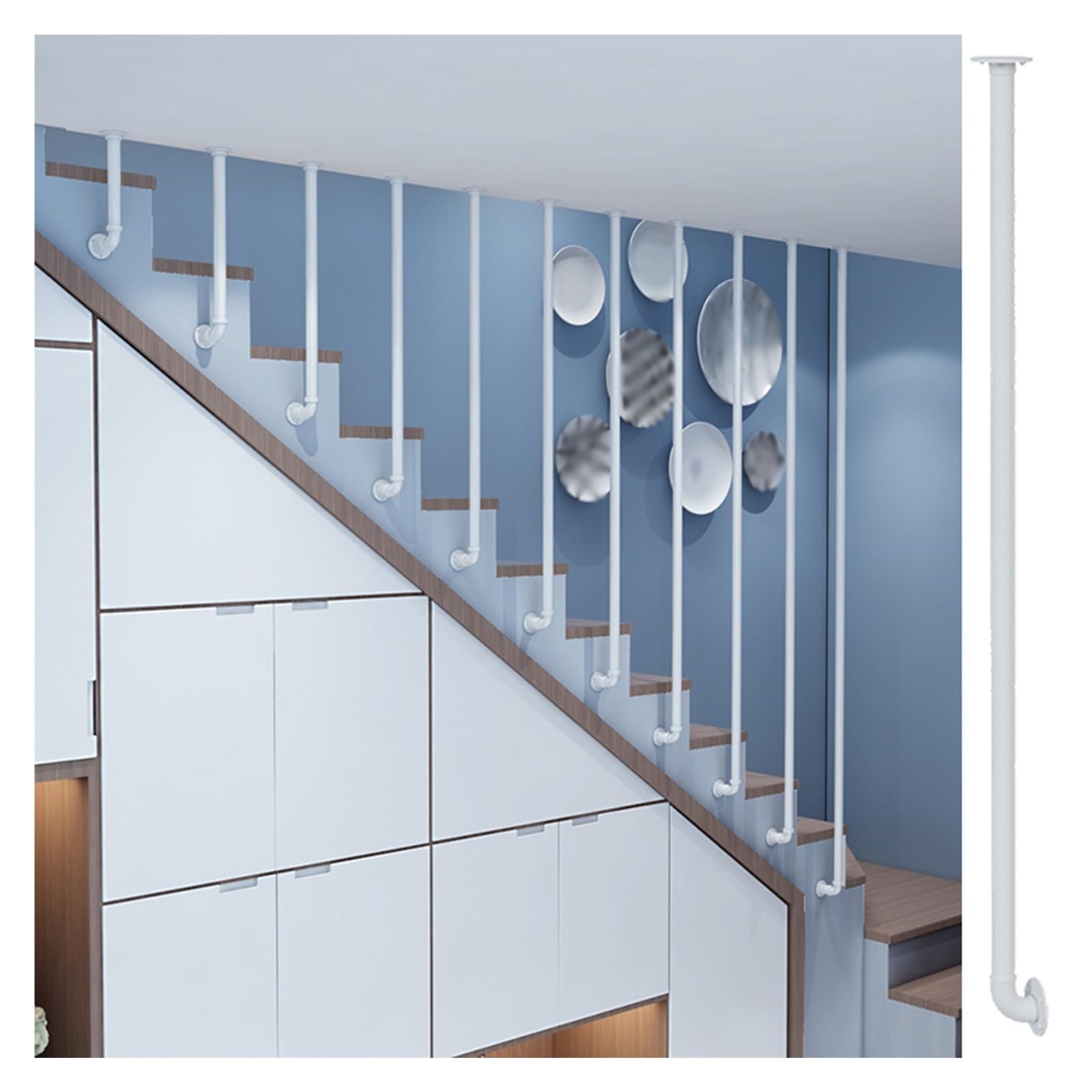 Garde corps escalier fer blanc amovible contre chutes marches pub