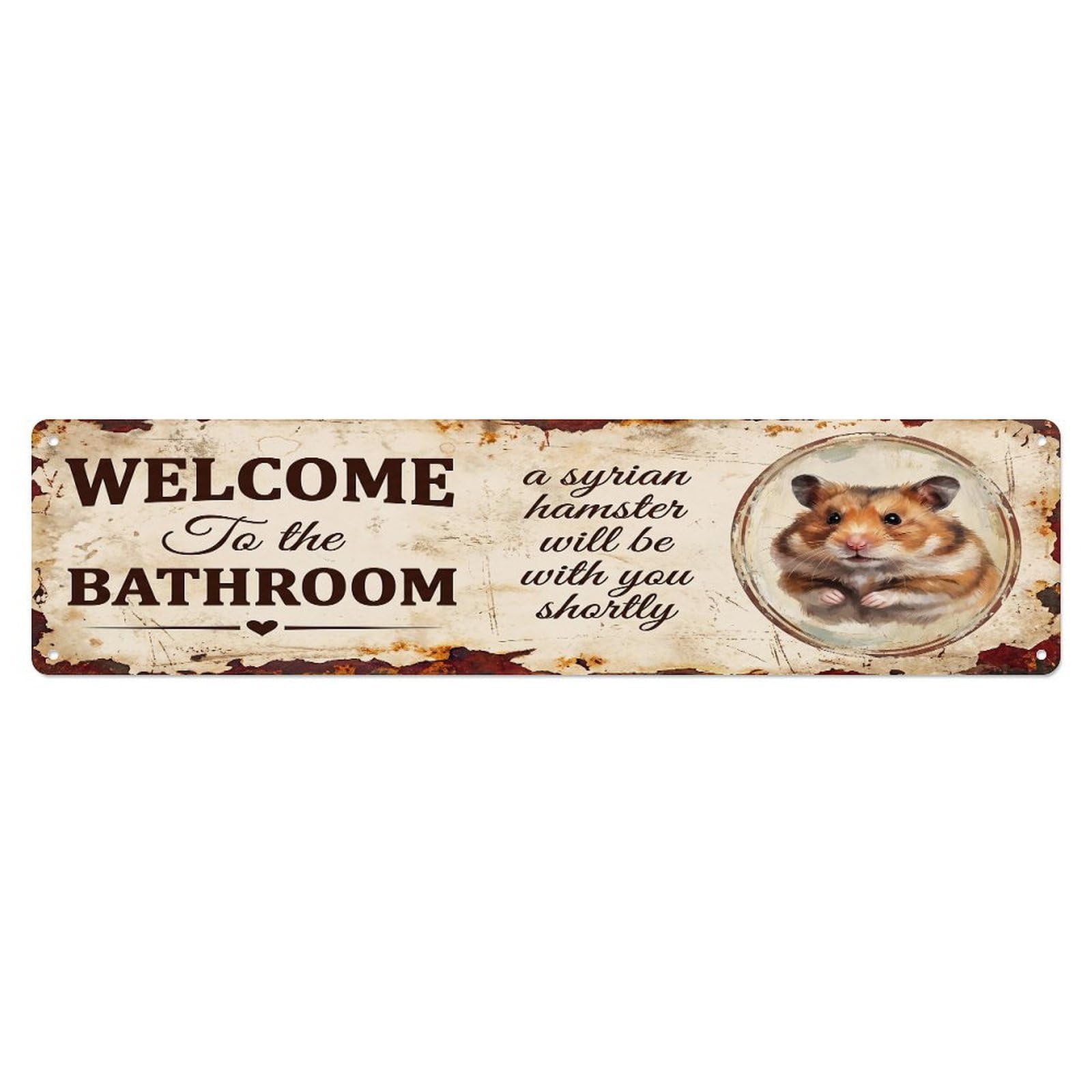 Vintage WELCOME To The BATHROOM Syrian Hamster Banner Metal Tin Sign