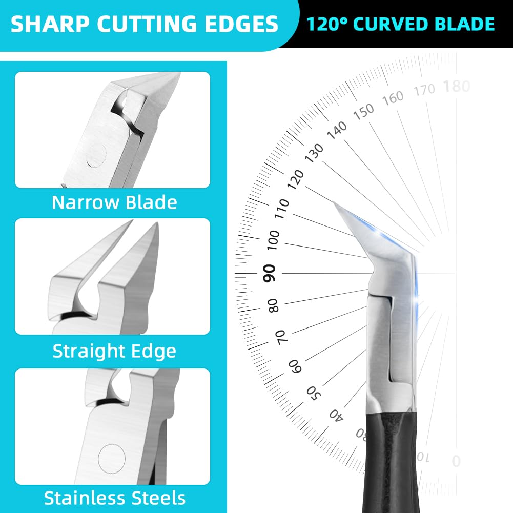 AOOWU Tagliaunghie Inox Professionale, Tronchesino Unghie Piedi Lama Dritta, Tagliaunghie Piedi di Precisione, Tronchese Unghie, per Uper Unghie Spesse e Dure Pedicure e Manicure Strumenti